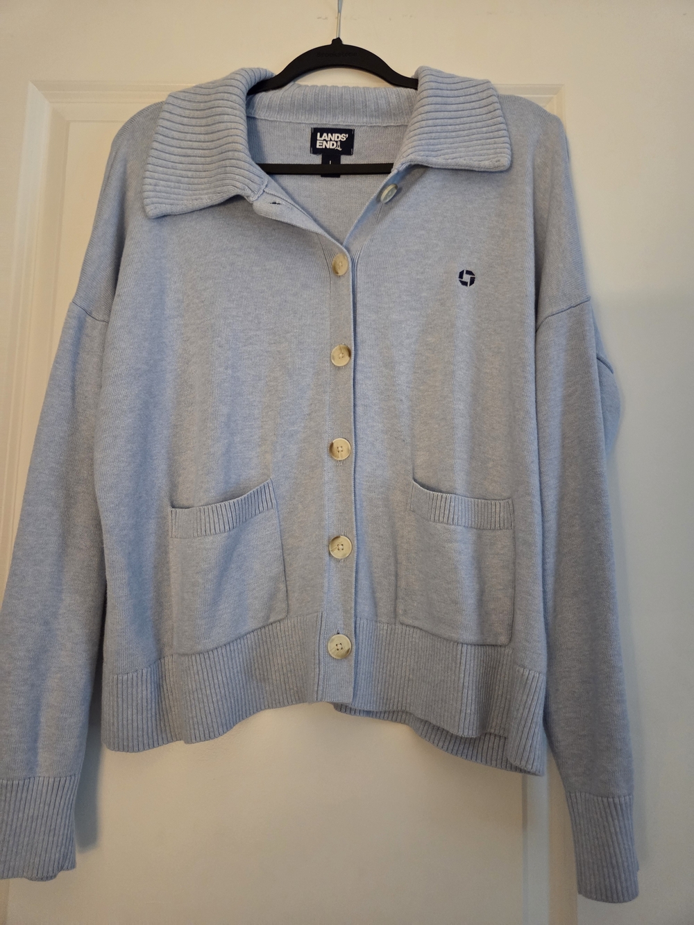 Lands' End Light Blue Button-Up Sweater Cardigan